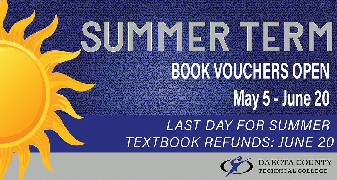 Summer term book vouchers open May 5-June 20, last day for refunds June 20
